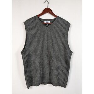 Old Navy Lambswool Sweater Vest V-Neck Grey Preppy Basic Winter Staples 2XL A094